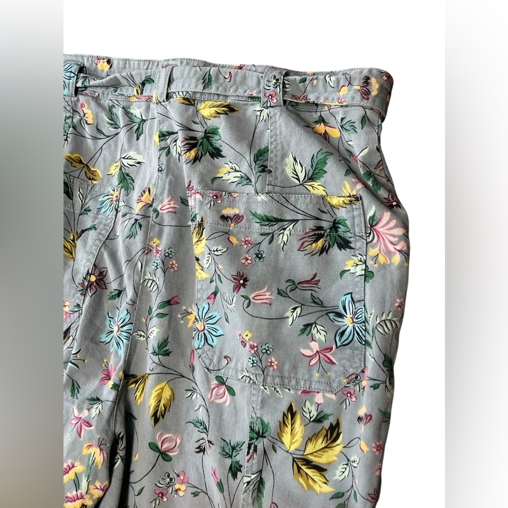 Anthropologie Victoria floral cargo pants blue botanical floral boho feminine - Picture 9 of 14